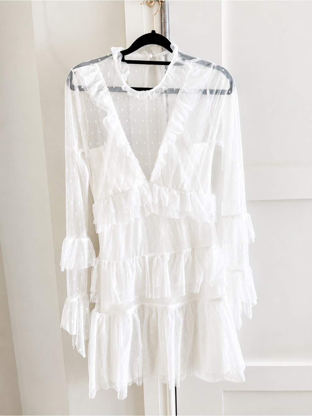 Tularosa White Sheer Ruffled Mini Dress - Picture 4 of 5